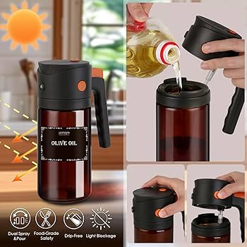 16オンス オイルディスペンサーボトル キッチン用 2イン1 オイル